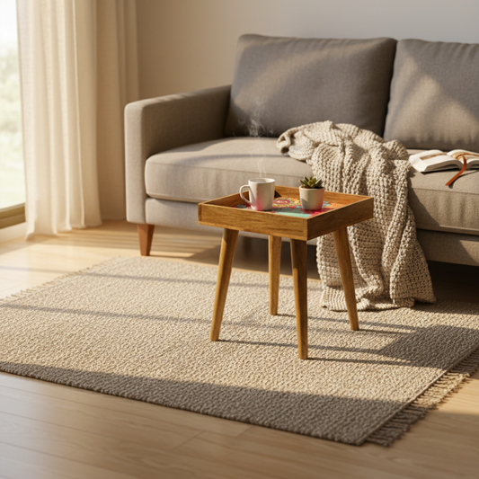 Elegant Wooden Handcrafted Designer Table with Meena Work Epoxy Finish