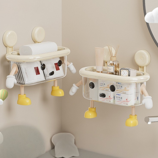 Wall-Mounted Bathroom Storage Box with Suction Cup