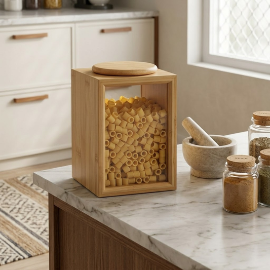 Transparent Glass Wooden Food Storage Container
