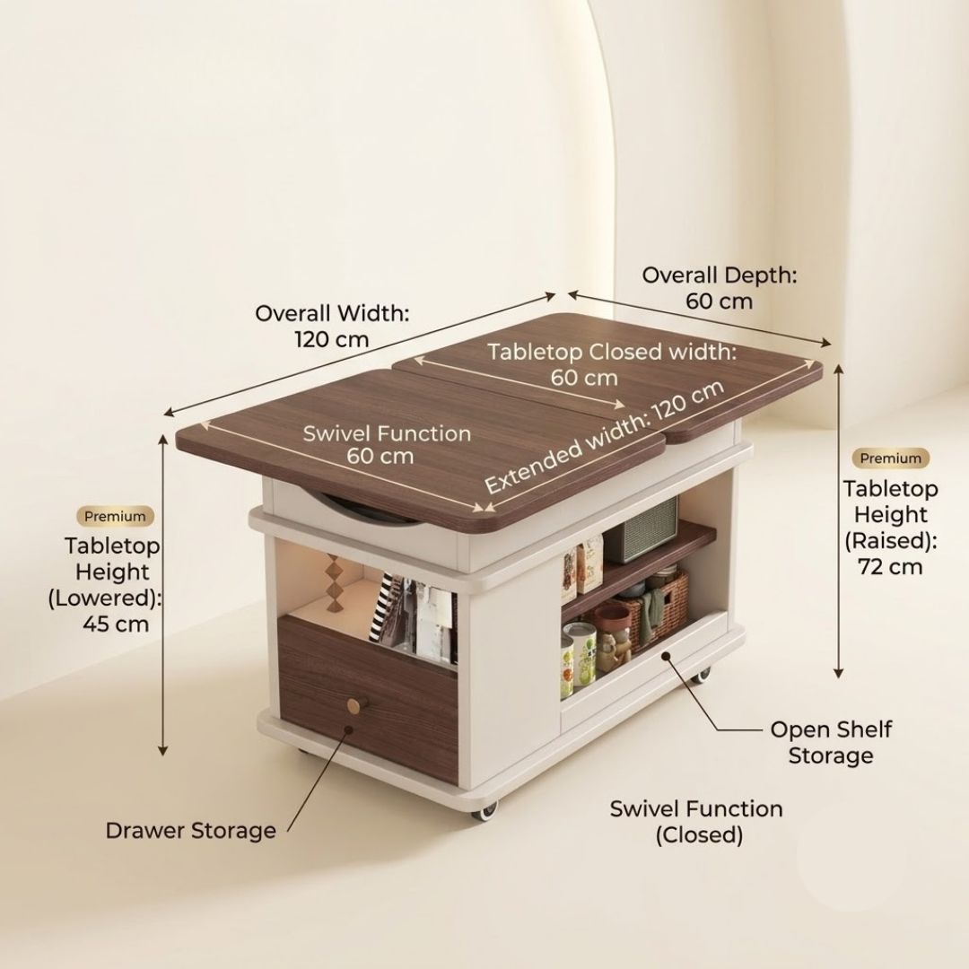 Modern Foldable Wood Metal Trolley Table With Wheels