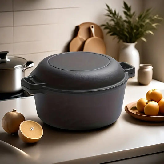 All-in-One Cast Iron Dutch Oven with Skillet Lid