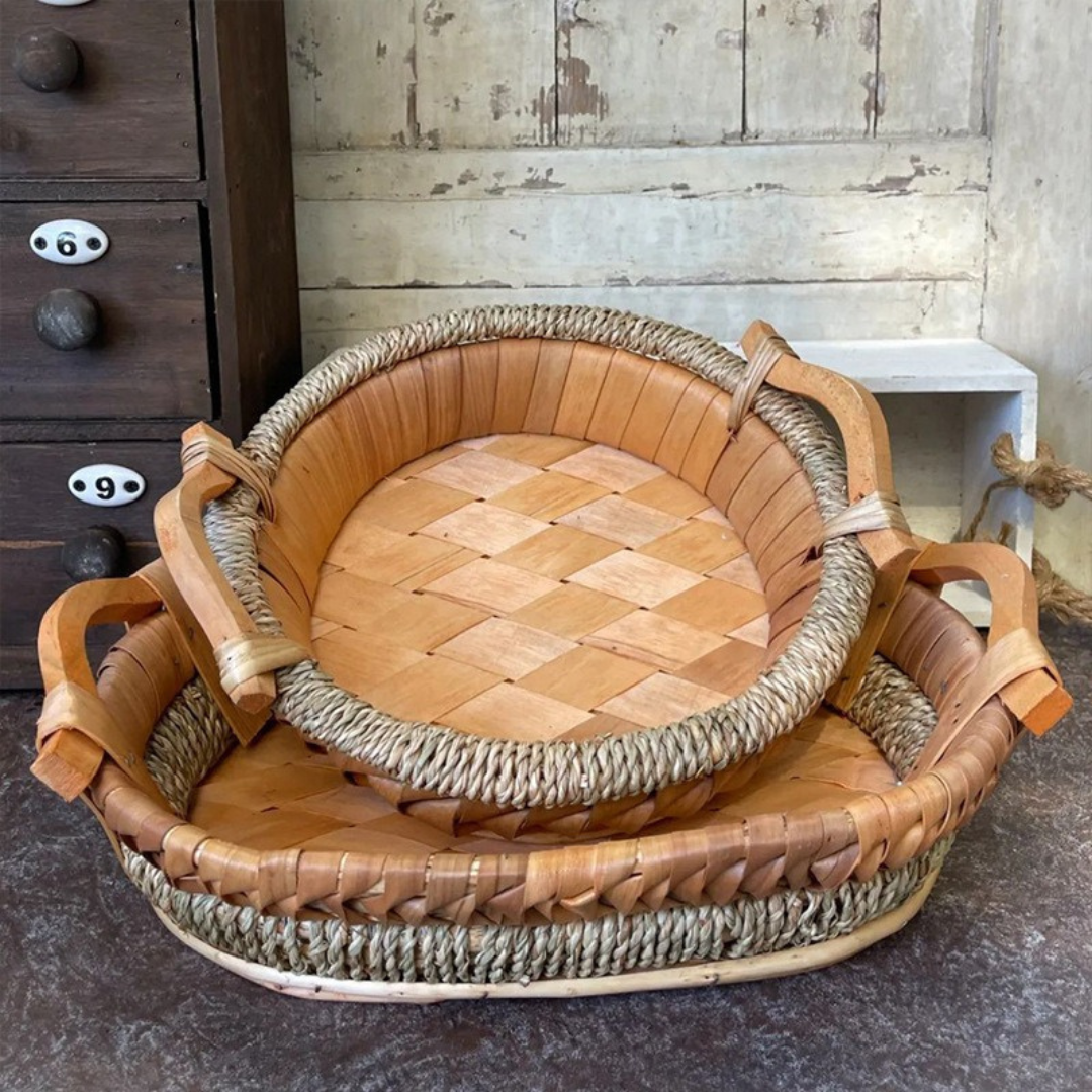 Multi-Use Natural Rustic Finish Elegant Handwoven Storage Tray