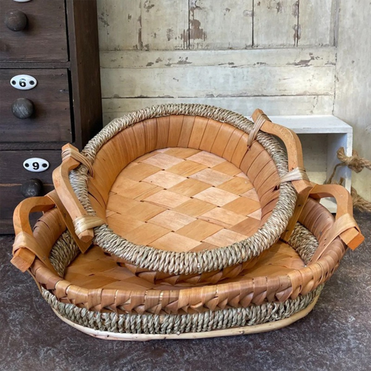 Multi-Use Natural Rustic Finish  Elegant Handwoven Storage Tray