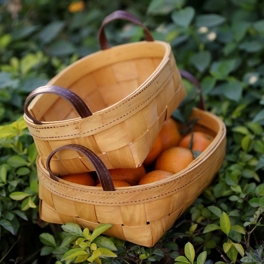 Multi-Purpose Natural Finish Handwoven Wooden Storage Basket
