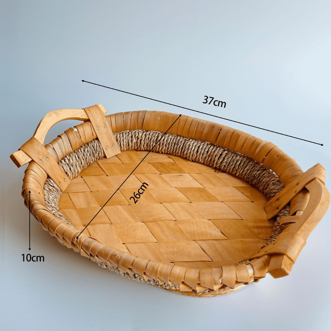 Multi-Use Natural Rustic Finish Elegant Handwoven Storage Tray