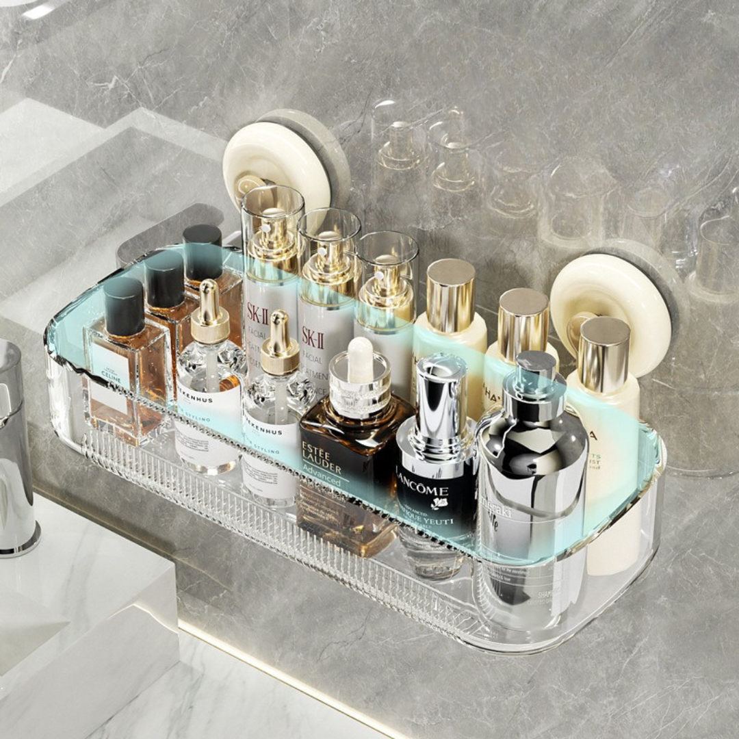 Multi-Purpose Transparent Suction Cup Storage Shelf