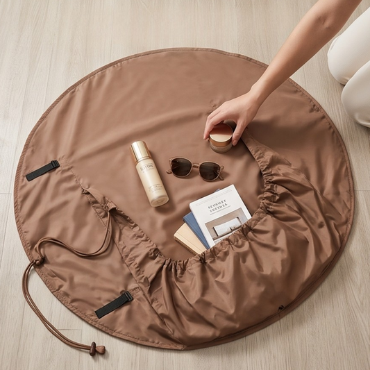 2 in 1 Foldable Round Mat Drawstring Tote Bag