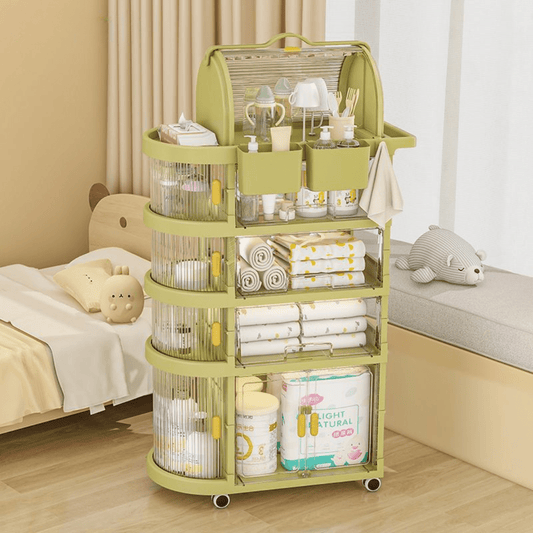 4-Tier Foldable Storage Cart with Wheels for Easy Organization