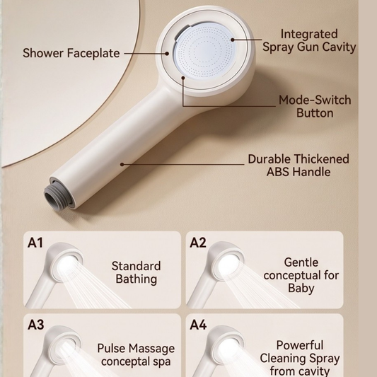4+1 Mode Pressurized Handheld Shower Head