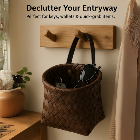 Multi-Purpose Rustic Woven Wall Hanging Storage Basket
