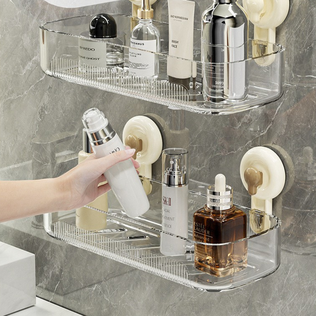 Multi-Purpose Transparent Suction Cup Storage Shelf