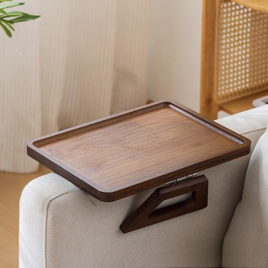 Elegant Bamboo Wooden Foldable Sofa Tray Natural Finish