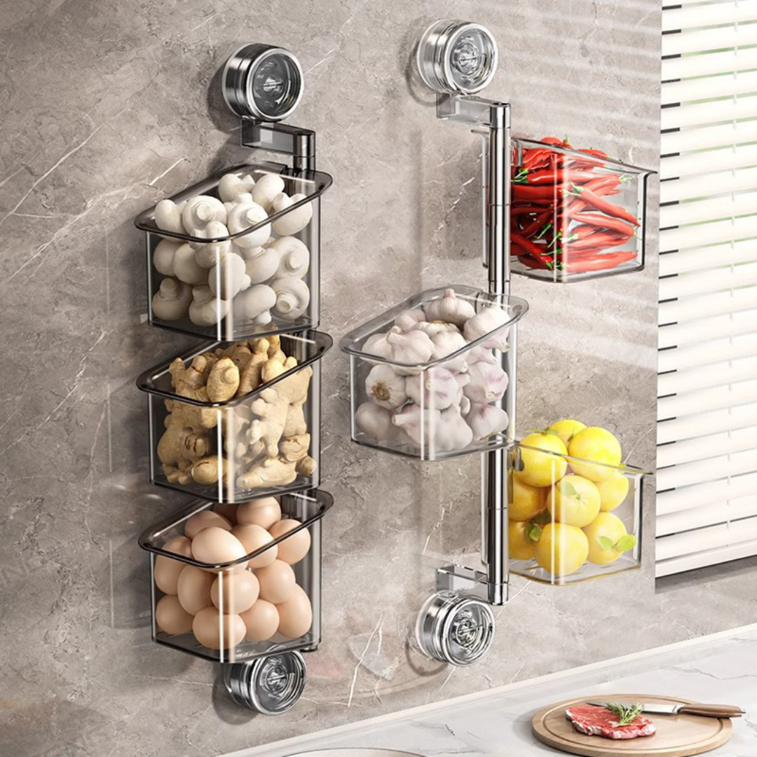 360° Rotating Suction Cup Storage Basket