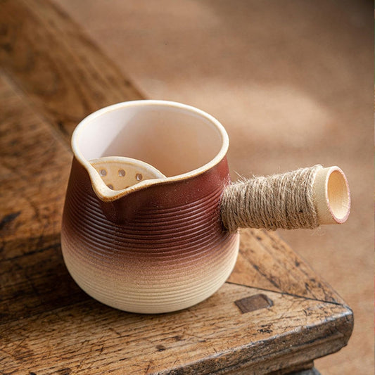 Handcrafted Ceramic Teapot with Rope Handle and Inbuilt Filter - 700ml Capacity