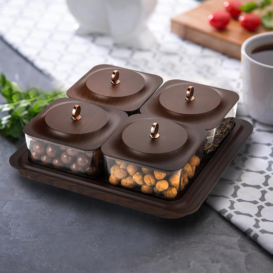 Multi-Compartment Decorative Snack Organizer Box with Dustproof Lid Cream