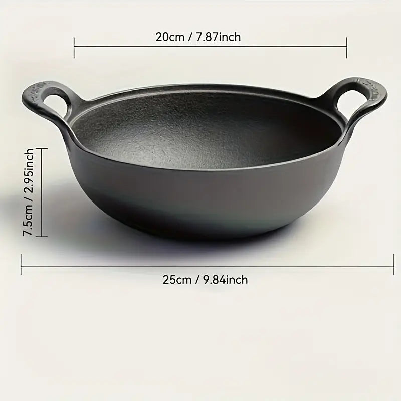 Rustic-Wood Non-Stick Cast Iron Simmer Pot