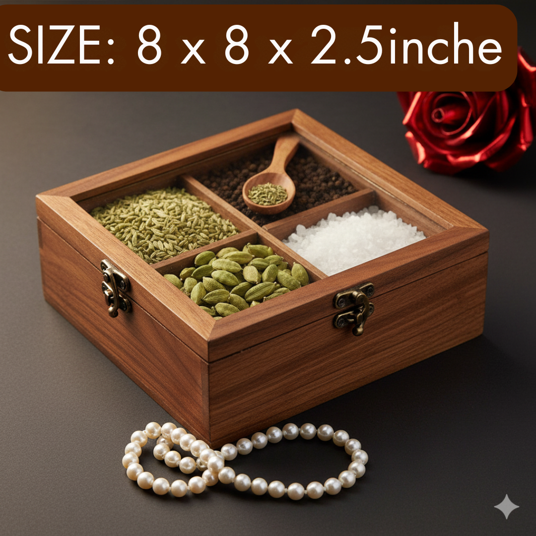 Premium Akasia Wood Glass Top Storage Boxes with Lid