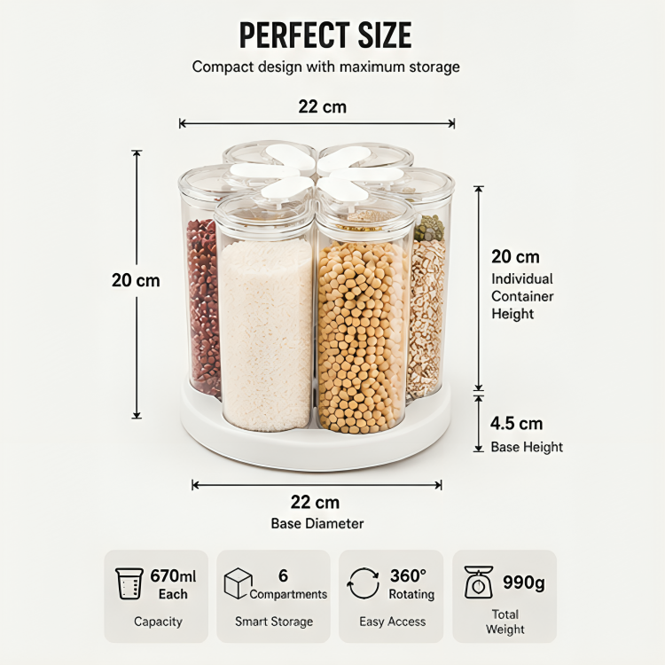 Multi Purpose Rotating Food Storage Container (Set of 6)