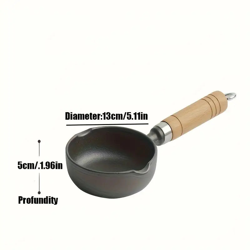 Durable Non-Stick Iron Tadka Pan with Wooden Handle