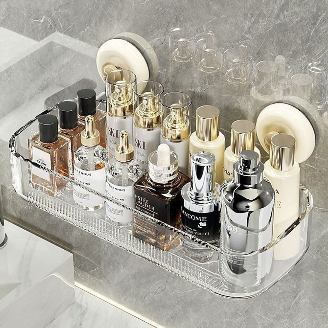 Multi-Purpose Transparent Suction Cup Storage Shelf