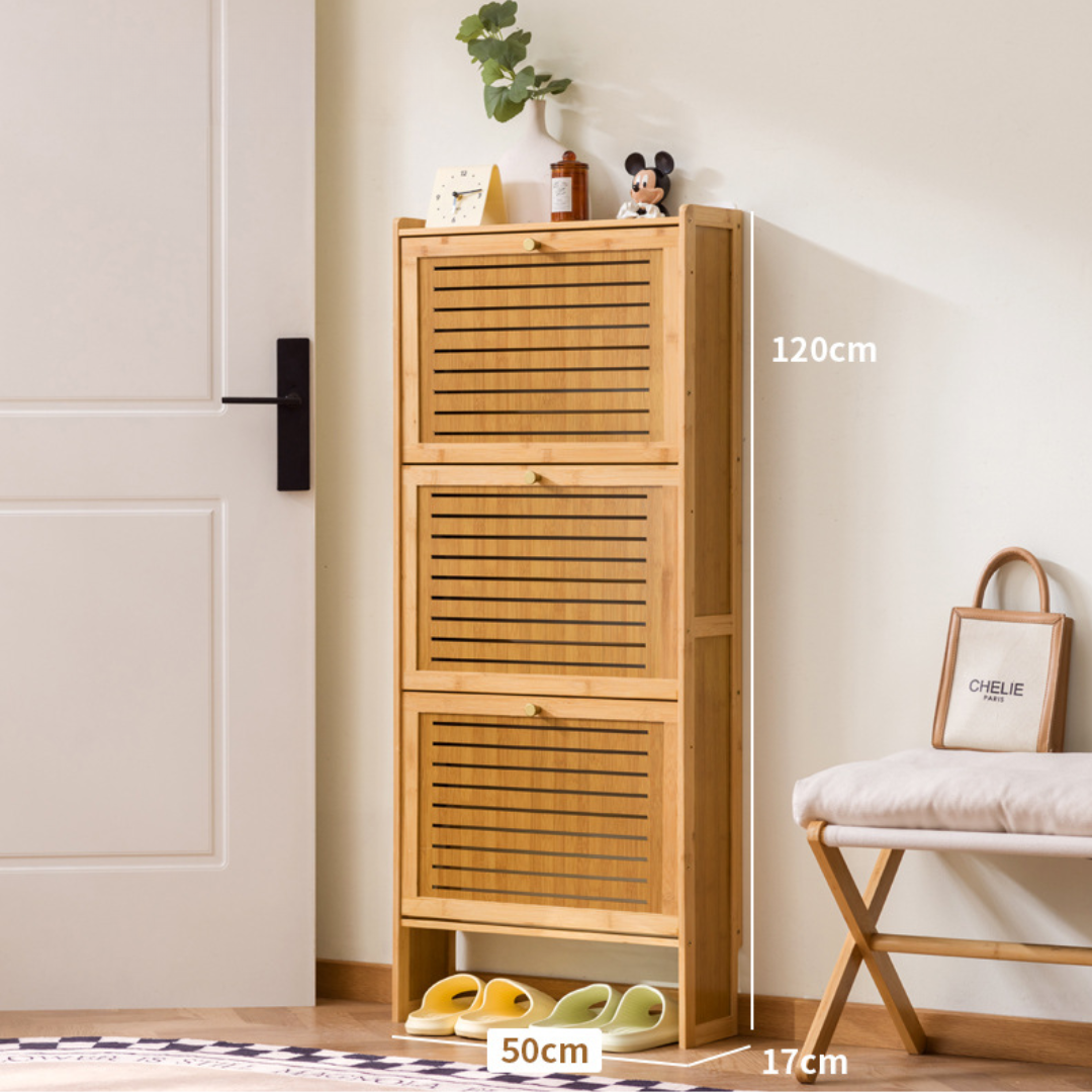 Bamboo Flip Down Shoe Storage Cabinet