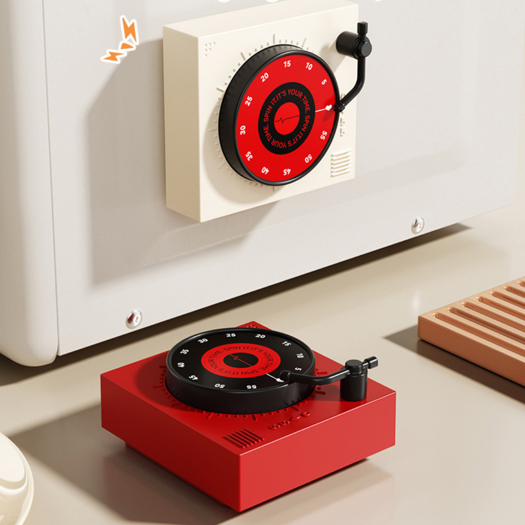 Magnetic Record Style Mechanical Kitchen Timer
