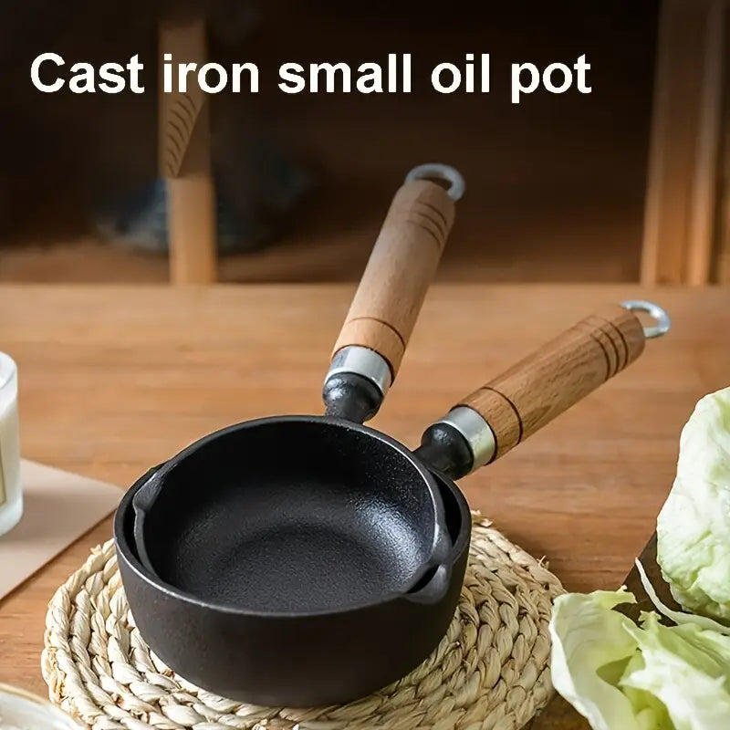 Durable Non-Stick Iron Tadka Pan with Wooden Handle
