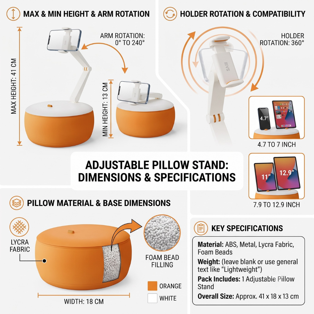 Adjustable Soft Bean Bag Pillow Phone and Tablet Stand
