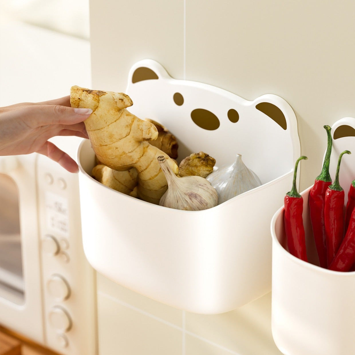 Cute Bear Wall Mounted Storage Organizer Box with Drainage Hole
