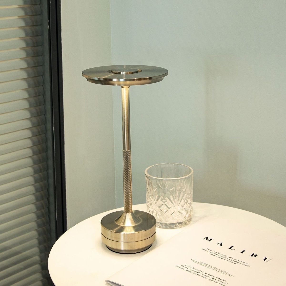 Elegant Gold Metal Touch Lamp with 3-Color Dimming and Cordless Design
