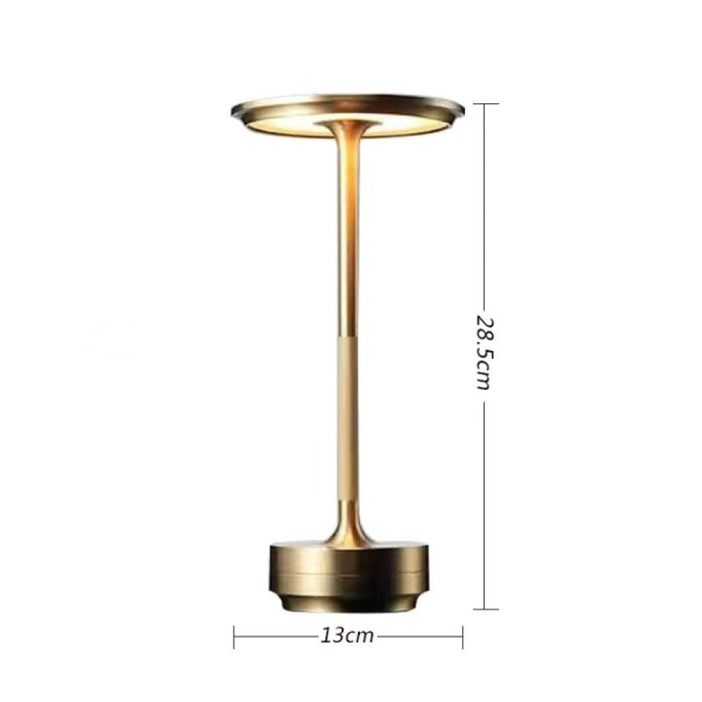 Elegant Gold Metal Touch Lamp with 3-Color Dimming and Cordless Design