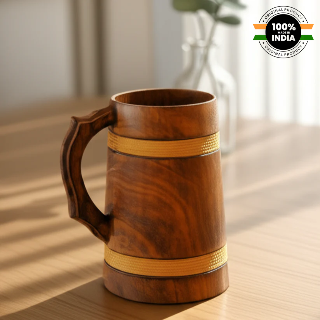 Multipurpose Classic Handcrafted Durable Finish Wood Beer Mug