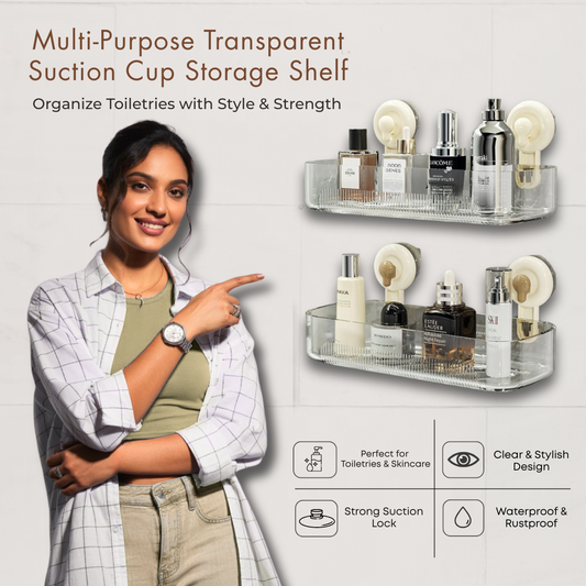 Multi-Purpose Transparent Suction Cup Storage Shelf