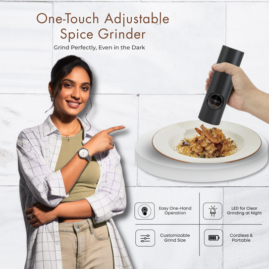 One-Touch Adjustable Spice Grinder with LED Light