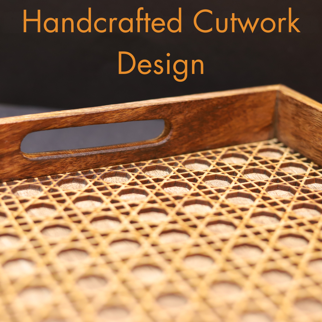 Premium Wood MDF Cutwork Mesh Tray with Elegant Design