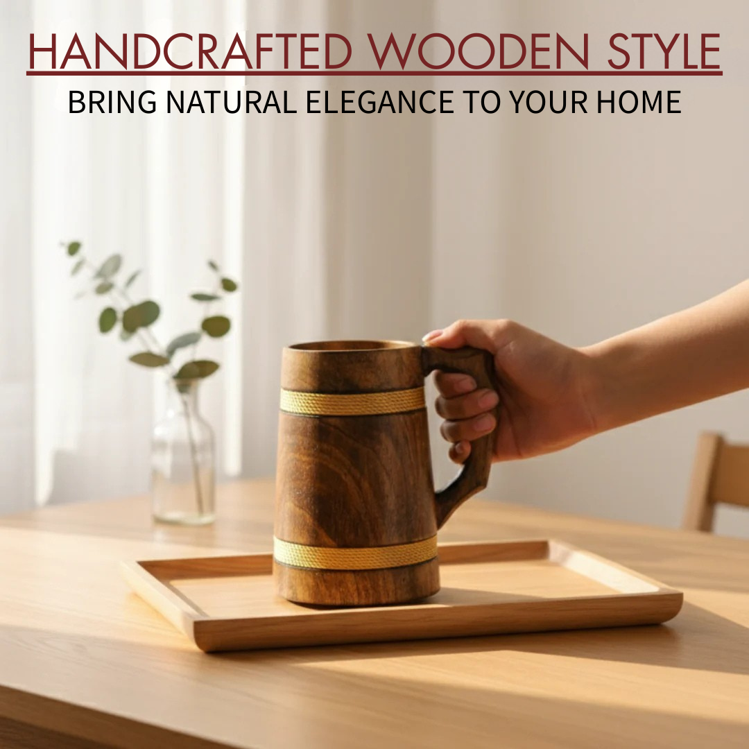 Multipurpose Classic Handcrafted Durable Finish Wood Beer Mug