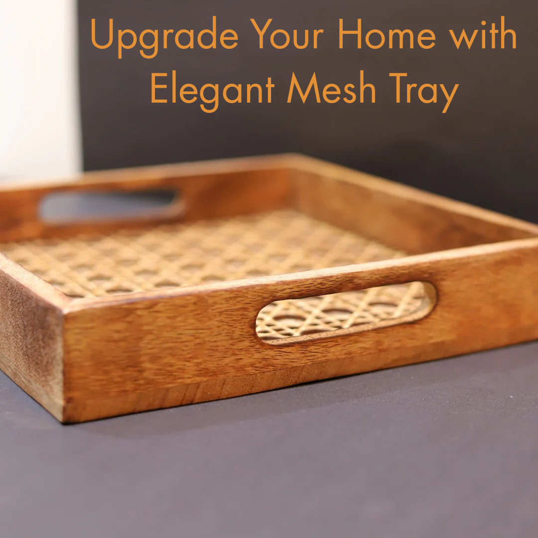 Premium Wood MDF Cutwork Mesh Tray with Elegant Design