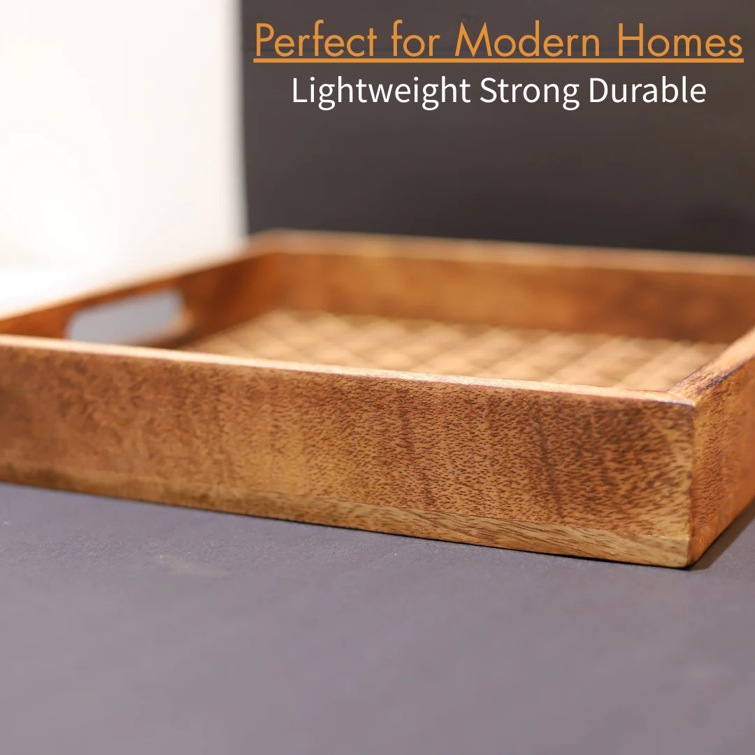 Premium Wood MDF Cutwork Mesh Tray with Elegant Design
