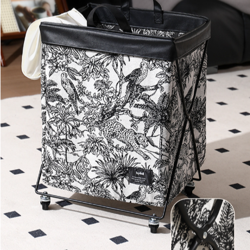 Foldable Laundry Basket with Wheels and Waterproof Inner Bag