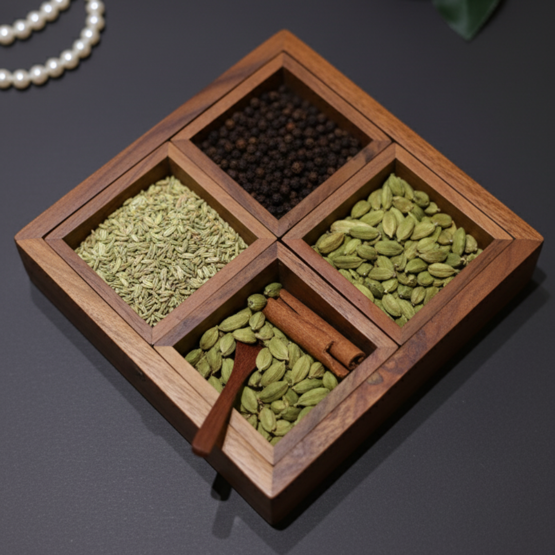 Premium Akasia Wood Glass Top Storage Boxes with Lid