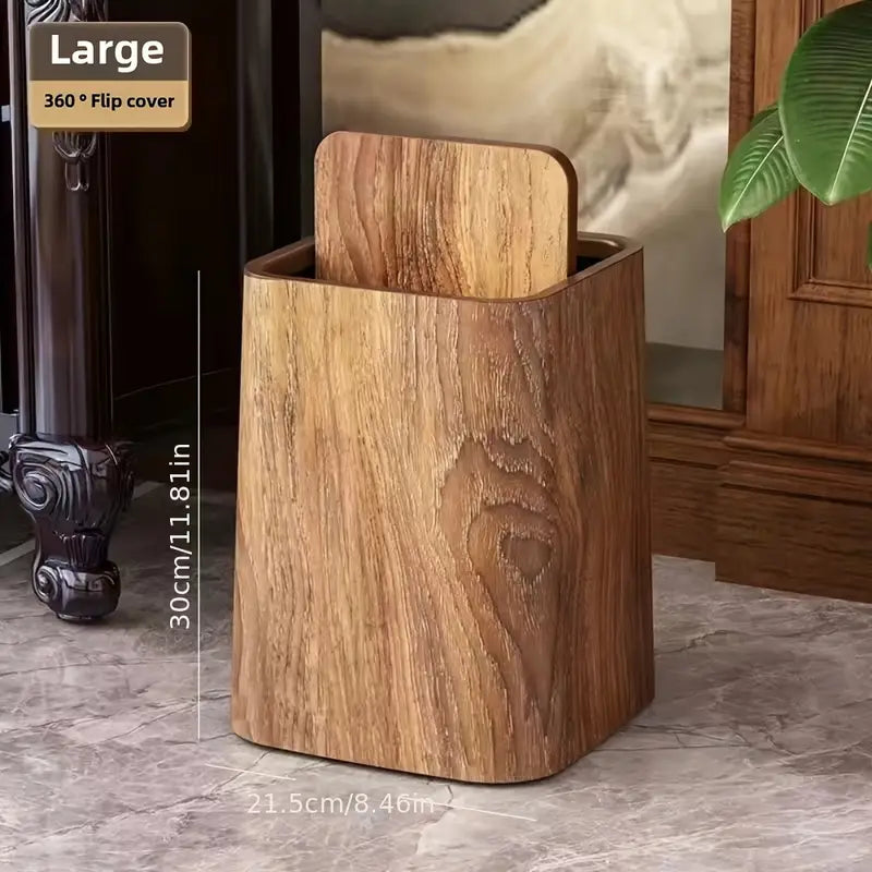 Luxury Wood-Style Trash Bin with Lid