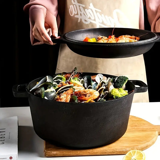 All-in-One Cast Iron Dutch Oven with Skillet Lid