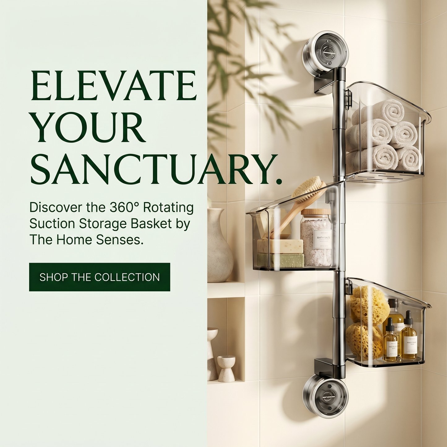 360° Rotating Suction Cup Storage Basket