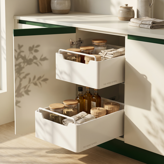Adjustable Pull Out Cabinet Storage Basket with Soft Close Slides
