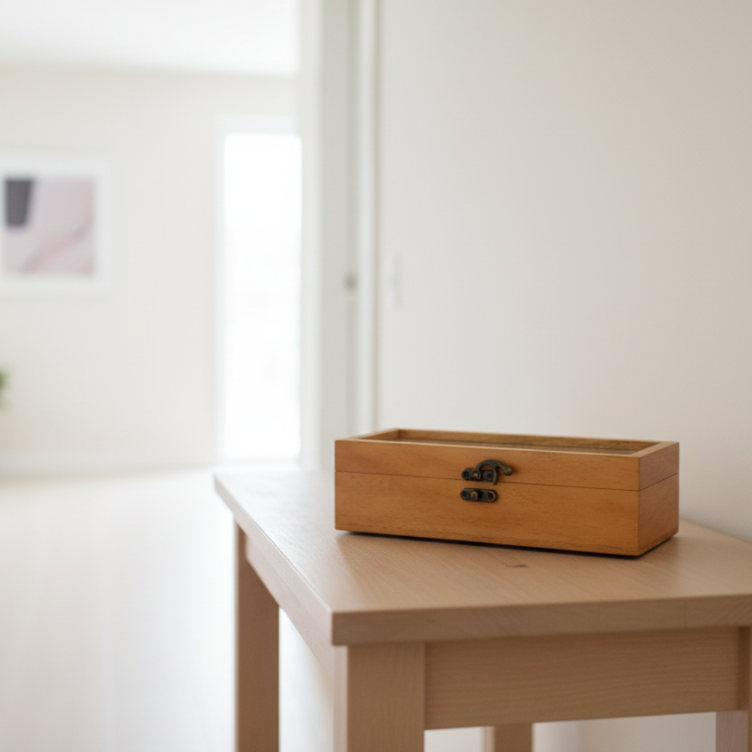 Premium Akasia Wood Glass Top Storage Boxes with Lid