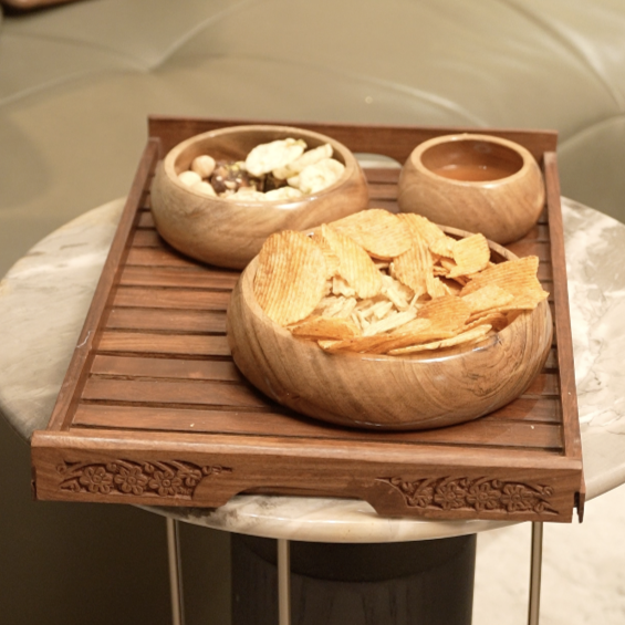 Premium Sheesham Wooden Tray Set of Three Sizes for Modern Homes
