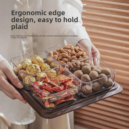 Multi-Compartment Decorative Snack Organizer Box with Dustproof Lid Cream