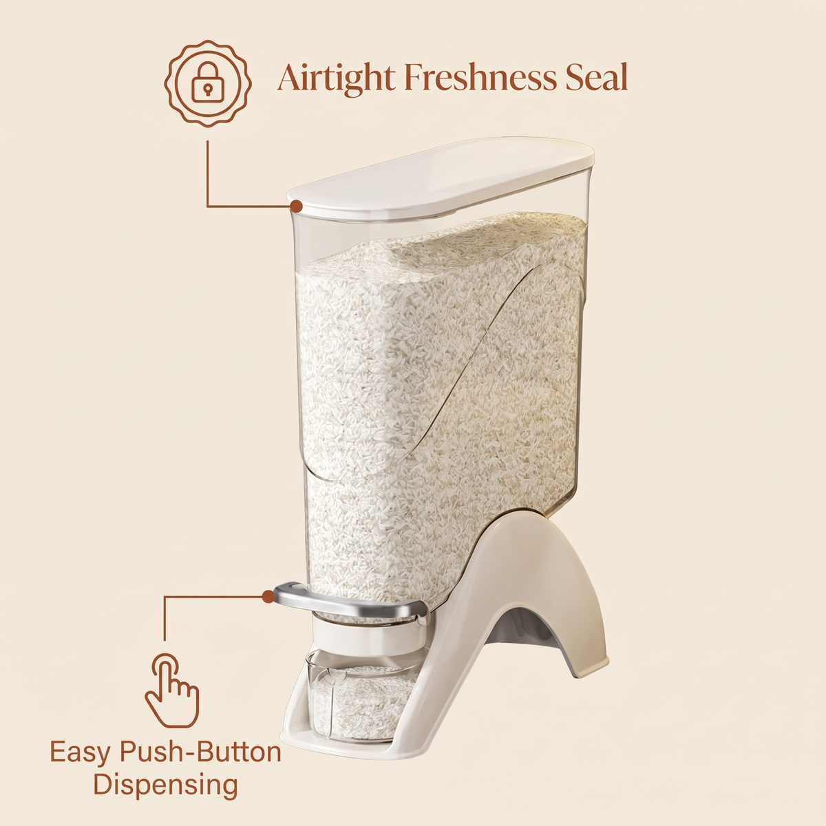 Slim Corner Airtight Grain Storage Dispenser