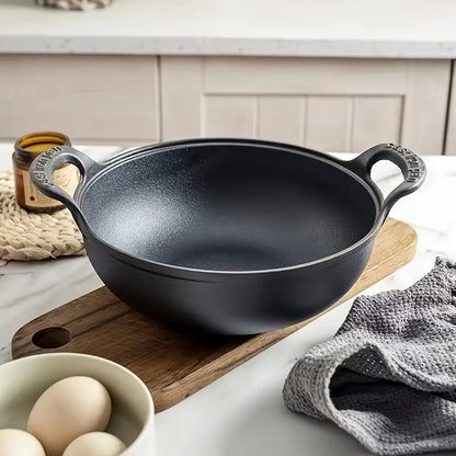 Rustic-Wood Non-Stick Cast Iron Simmer Pot