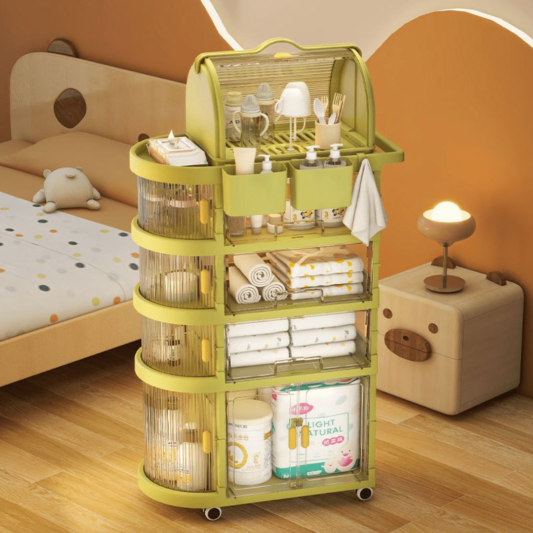 4-Tier Foldable Storage Cart with Wheels for Easy Organization